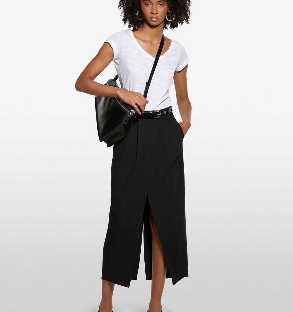 Φούστα μίντι μαύρη με σκίσιμο - φούστες μιντί, longuette γυναικείες - Μαυρο | Sisley image number 1